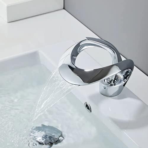 Loveyma elegantni vodopad s jednim rukom s 1 rupom kupaonicu sudopera slavina solidne mesingane lavatorne slavine za sudoper, kromiranje