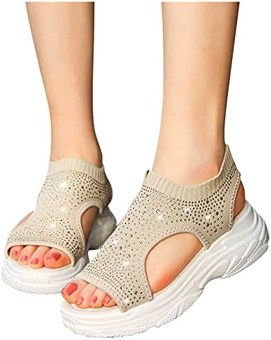 Sandale za žene odjevena ljetna ležerna debela solastih udobnih stana cipela riba ustima casual tkanina prozračna sandala