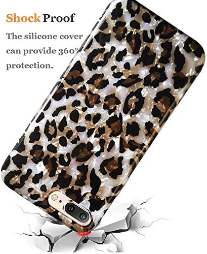 J.West iPhone 8 Plus/iPhone 7 Plus 5,5-inčni futrola, luksuzni iskrisni prozirni prozirni leopard Cheetah Print Pearly Design Soft