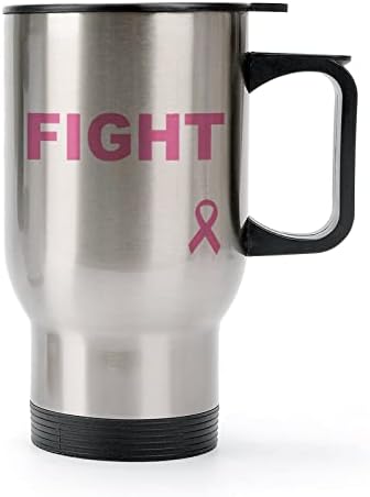 Pink Hope borba protiv raka dojke 14oz putnička šalica vakuuma izolirana boca od nehrđajućeg čelika visoka čaša s poklopcem i ručkom
