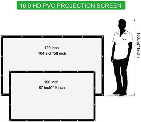 YTYZC Sklopivi projektor zaslon 100 120 inča 16: 9 PVC Projekcija tkanina Projekcija za uredsko kino Outdoor Film Cinema