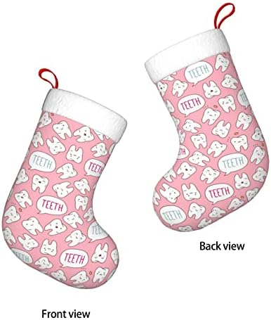 Augesterne božićne čarape Save Kawaii crtani ružičasti zubi dvostrani kamin viseće čarape