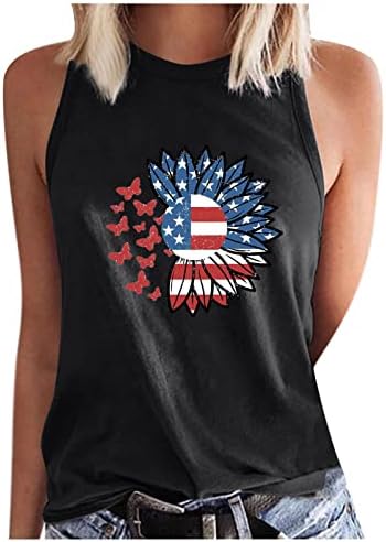Suncokretovi tenk vrhovi za žene Patriotska grafička majica majice 4. srpnja ljetni prsluk bez rukava Tee Usa zastave Ženske košulje