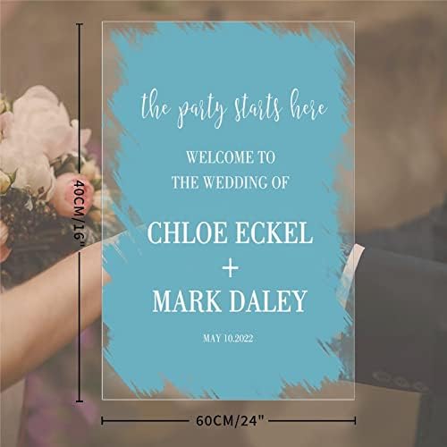 Personalizirani natpisi dobrodošlice za vjenčanje Dobrodošli na vjenčanje, zabava započinje ovdje Romantični akrilni znak dobrodošlice