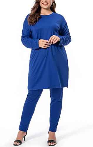 Plus veličine dvodijelne odjeće za žene Jogger set setovi dugih rukava Bodycon hlače čvrste boje u boji setovi