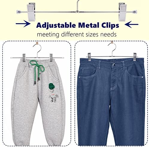 Amber kućne metalne hlače vješalice s isječcima 50 pakiranja, teškim metalnim vješalicama s 2 prilagodljivim isječcima, donjim vješalicama