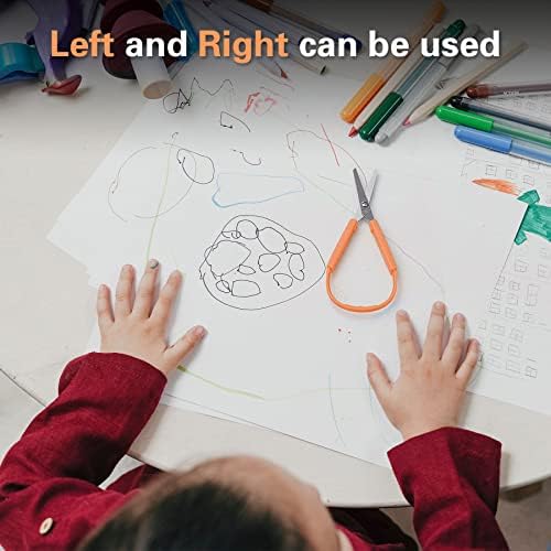 Škare za petlje, 5-inčne prilagodljive škare za malu djecu, podrška za desnu i lijevu ruku, ručke za kompresiju koje se lako otvaraju