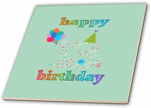 3-inčni sretan 13. rođendan cupcake sa svijećom baloni šešir šarene pločice