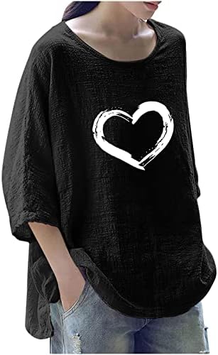 Crne dame majice 3/4 vrhovi rukava kamisole košulje čamac vrat ljubav ljubavnik tisak vitke tunike jesen ljetne majice odjeća trendi