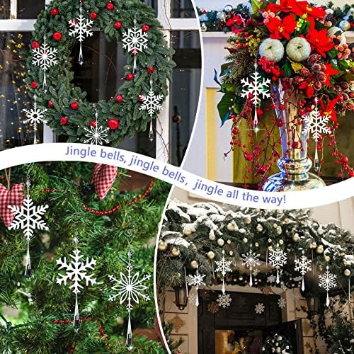 12 komada srebrni božićni ukrasi ukrasi snježne pahuljice Kristalni snježni pahulji viseti snježna pahulja Božićni ukras 4 inča metalni