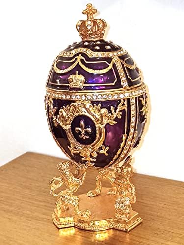 Veliki Royal Purple Fabergé Egg 24kgold 4CT kolekcionari jaje ruski faberge jajašca ručno rađena 200 austrijskih kristalnih godišnjica