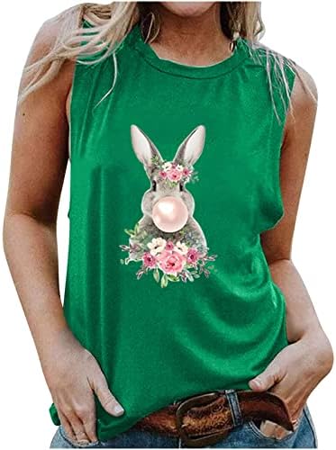 Uskrsna košulja za žene Slatka zečja tiskara prsluk pulover moda solidna tenk gornji teen djevojke bluze bez rukava bez rukava