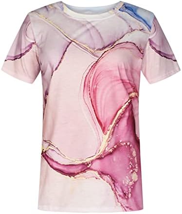 Ženske bluze mramorni cvjetni grafički vrhovi majice kratki rukavi čamac Neck Brunch ljetne jesenske bluze 2023 Odjeća