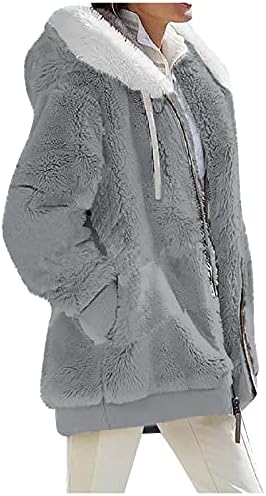 Nokmopo Ženske jakne ženske modne soko soil zima labava plišana kaputa s patentnim zatvaračem s dugim rukavima