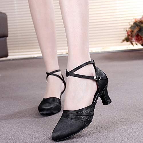 DKZSYIM GLITTER Žene Latino plesne cipele Zatvorene nožne noge Salsa Tango Practice Permany Plessing Cipele, Model CMJ-512