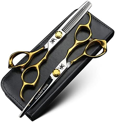 Xuanfeng zlatna ručica škare za kosu 9CR18 čelični zlatni vijci 6-inčni škare za rezanje brijača i stanjivanje škara