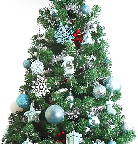 Joidomi 157 PCS božićni ukrasi sa zvjezdanim stablom Topper -a, razbijene viseće božićne kuglice za božićno drvce, ukras za zabavu,