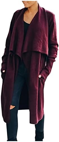 Dugi kardigani za žene elegantni rever otvoreni prednji džepovi dugih rukava Preveliki pleteni kardigan džemper vanjske odjeće kaputi