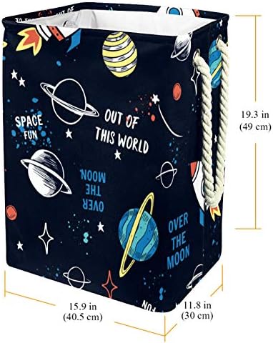 Vodootporne košare za rublje; visoke čvrste sklopive košare za ispis svemirske galaksije i raketa za odraslu djecu dječaka i djevojčica