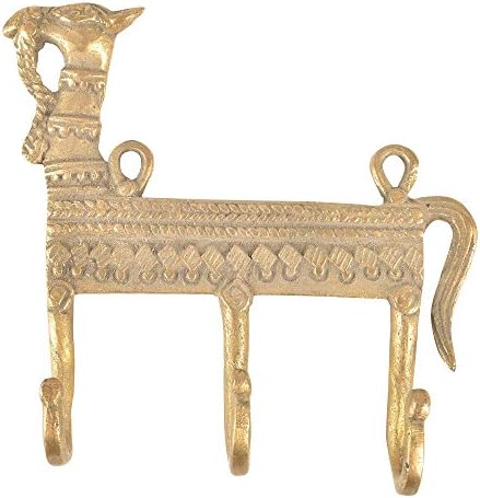 IndianShelf 2 kuke za pakiranje | Kuke na zidu | Zlatni nosač za kaput | Mesingane kuke za ključeve na zidu | Kuke za kapute od kamile