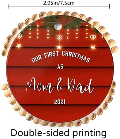 WayTindow 2021 Božićni ukras božićni ukrasi Keramički okrugli ukrasi za božićno drvce Ukras Ukras 3in našeg prvog Božića kao mama i
