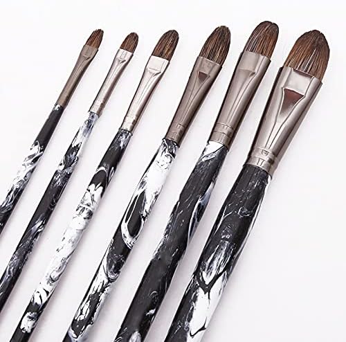 Xjjzs 6 imitacija mramorna šipka bakrena cijev četka za kosu za kosu ulje slikana olovka set ulje akrilno slikanje umjetničkih zanata