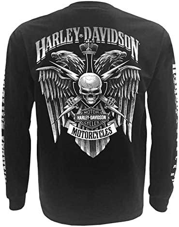 Harley-Davidson muške lubanje munjevice grafičke majice dugih rukava, crna