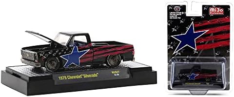 M2 1979 Chevy Silverado Pickup Truck Black W/Stars & Stripes Graphics Ltd Ed do 6000 PCS širom svijeta 1/64 Diecast Model Car Machines