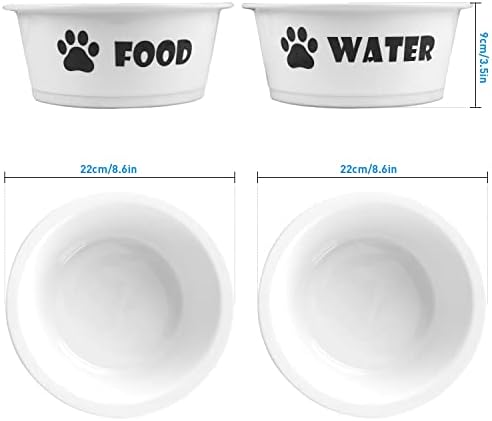 Set od 2 keramičke zdjele za pse i mačke, porculanske zdjele za hranu i vodu za kućne ljubimce s protukliznom trakom, perilicom posuđa