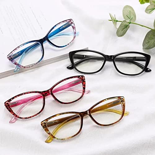 Ženske naočale za čitanje od 4 do 9-blokirajuće čitače plavog svjetla s opružnim šarkama, Naočale za čitanje protiv odsjaja