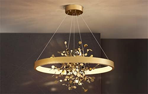 SQJDM Zlatni stropni luster od nehrđajućeg čelika blagovaonica bakreni okrugli prsten privjesak za kavu za spavaću sobu