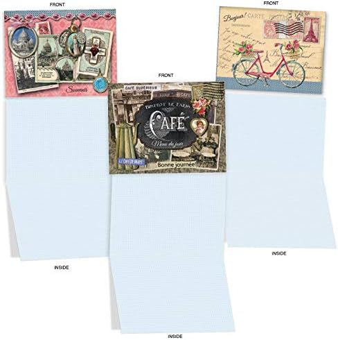 Najbolja tvrtka za kartice - 10 retro praznih karata s omotnicama - umjetnički bokserski asortiman, Vintage Note Cards - Papiers de