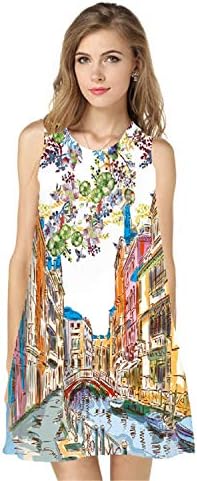 Andongnywell Women Summer Sundress cvjetni tiskani bez rukava casual a linijska haljina haljine za printe