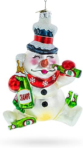 Snjegović s bocama stakleni božićni ukras