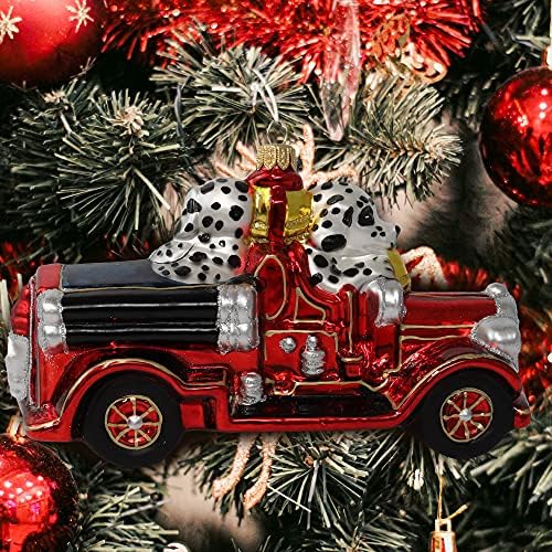 Ograničeno izdanje Kurt Adler Dalmatians Car Božićni ukras - ručno ispuhani božićni dodatak za blagdansko veselje, jedinstvene darove