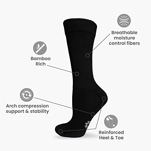 Hyaluxe ženske dijabetičke gležnjeve i posade crne čarape, neobvezujuće, cirkulacije, jastuk, Veličina cipela 6-10 Veličina čarape
