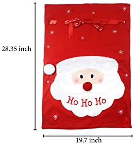Božićne vrećice Djeda Mraza na napuhavanje. Velike božićne poklon vrećice s vezicama dimenzija 19,3 inča i 28,3 inča. Pakiranje od