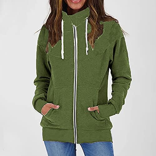 Radni kaput Žene Jednostavni dugi praznični kaputi s dugim rukavima hladna čvrsta boja udobne kornjače Zip-up-up