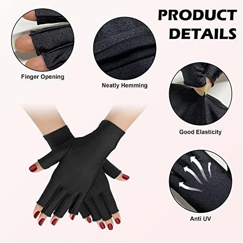 Ilhsty 2 Paris UV rukavica za gel nokat, UV zaštitne štitnice rukavice za manikuru, žene protiv UV bez prstiju zaštite ruke