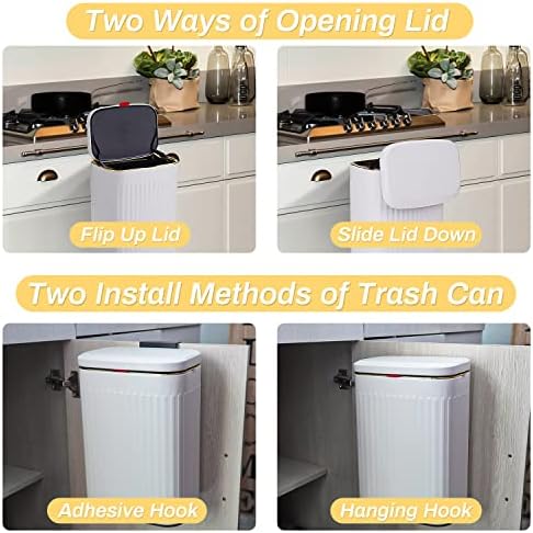 Kuhinjska viseća kanta za smeće s poklopcem, kanta za kompost na radnoj površini - kanta za recikliranje od nehrđajućeg čelika - mala