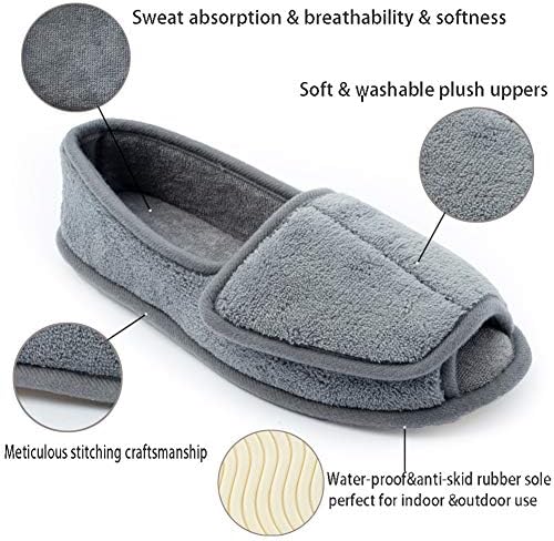 Ženske papuče za dijabetičare u donjem dijelu leđa / s artritisom, podesivo zatvaranje, unutarnje cipele od memorijske pjene, ekstra