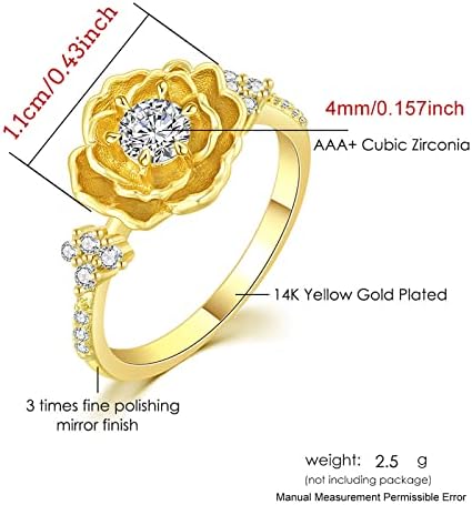 NSQFKALL 3D cvijet prsten s микросеткой od циркона Винтажное fino donje prsten s cvijetom za žene Nakit darove Svakodnevne prsten