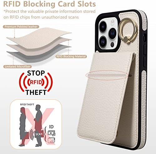 Torbica Keallce za iPhone 14 Pro Max 6.7, Odvojiva torbica-novčanik preko ramena sa držačem za kartice sa blokadom RFID, prsten-postolje