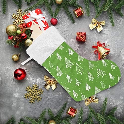 Alaza božićne čarape božićno drvce Zeleno -bijelo klasično personalizirani veliki čaračni ukrasi za obiteljski blagdanski sezonski