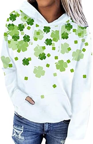 Tyqqu Women St. Patrick's Day casual kapuljača s dugim rukavima Irish Shamrock tiskana labava dukserica
