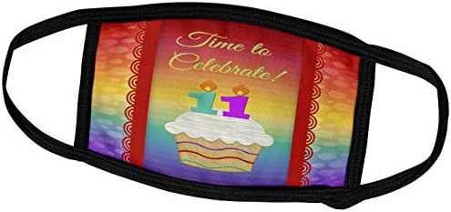 3Drose Beverly Turner Dizajn pozivnice za rođendan - Cupcake, brojevi svijeće, vrijeme, proslavite 11 godina pozivnice - maske za lice