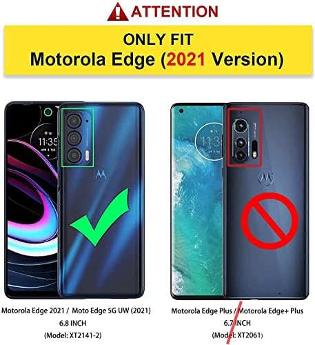 LEYI za Motorola Edge 5G UW futrola za telefon, Moto Edge 2021 Slučaj s [2 pakiranja] Zaštitnika od kaljenog staklenog zaslona, ​​[vojni