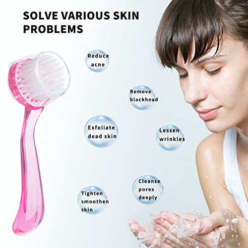 Četka za čišćenje lica s mekim čekinjama, piling za lice od 9 do 3 inča i sredstvo za čišćenje akrilne ručke za piling i masažu lica
