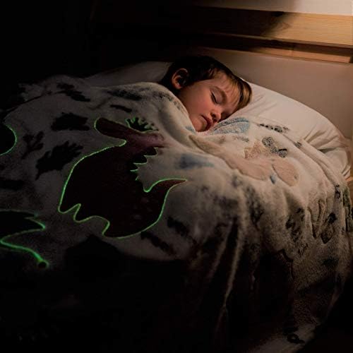 Urban Souq, pokrivač dinosaura, svijetli u tamnom deku za dječake i djevojčice. Mekano runo bacanje za djecu. Čarobni blistavi krevet