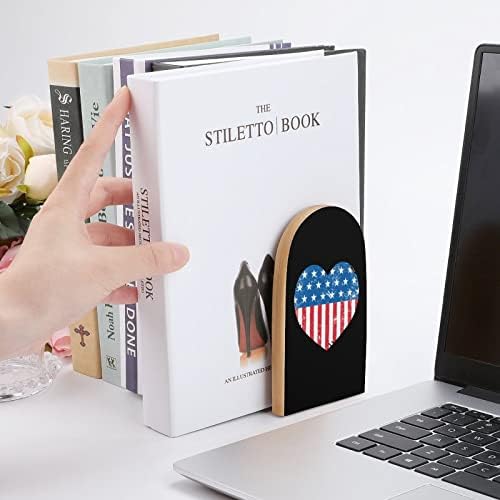 SAD Amerika Retro zastava srca drveni držači za knjige moderna ukrasna polica za knjige modni dizajn pluta za knjige za kućni ured